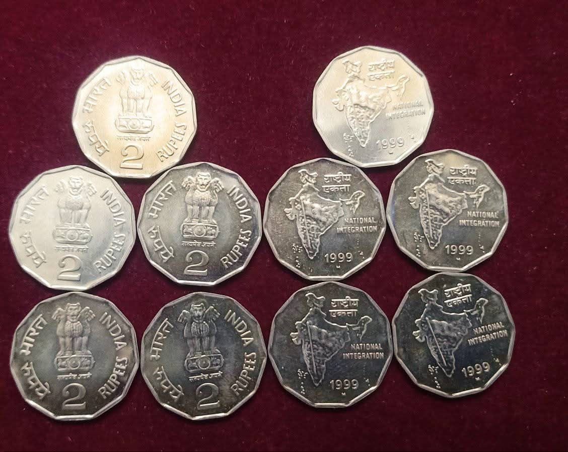 2,RUPEES UNC 1999 LONDON MINT NATIONAL INTEGRATION 10,COIN'S