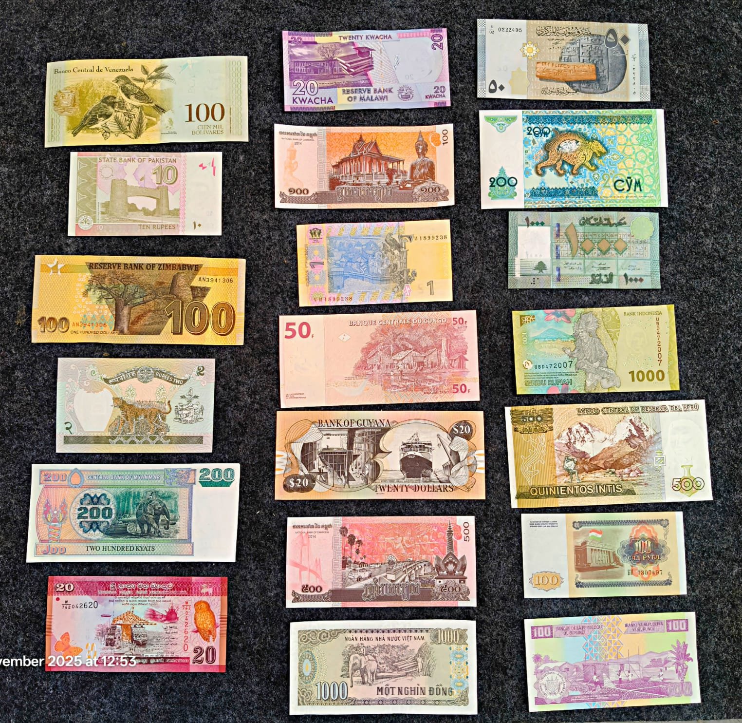 20 Different Country UNC Bank Notes